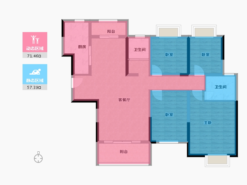 湖南省-长沙市-华申·阳光城·未来悦-115.00-户型库-动静分区