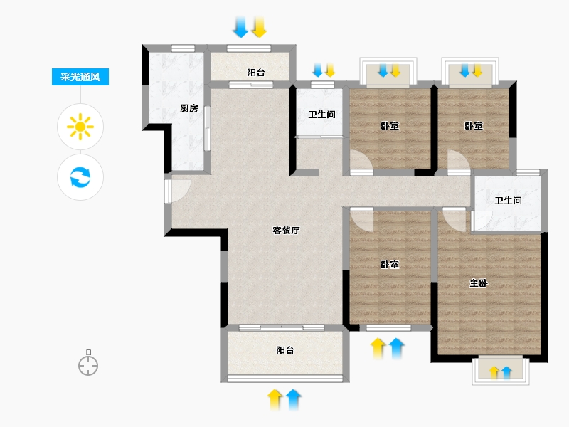 湖南省-长沙市-华申·阳光城·未来悦-115.00-户型库-采光通风