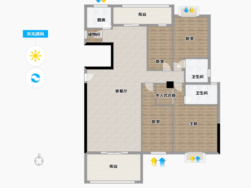 广东省-汕头市-锦华帝苑-185.00-户型库-采光通风