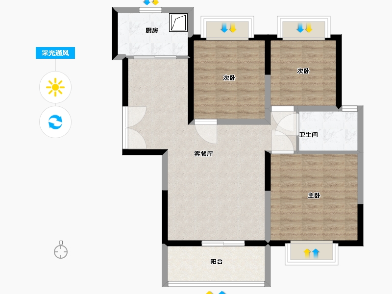 江苏省-宿迁市-水润天城-88.00-户型库-采光通风