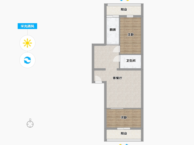 北京-北京市-石园北区第二社区-71.00-户型库-采光通风