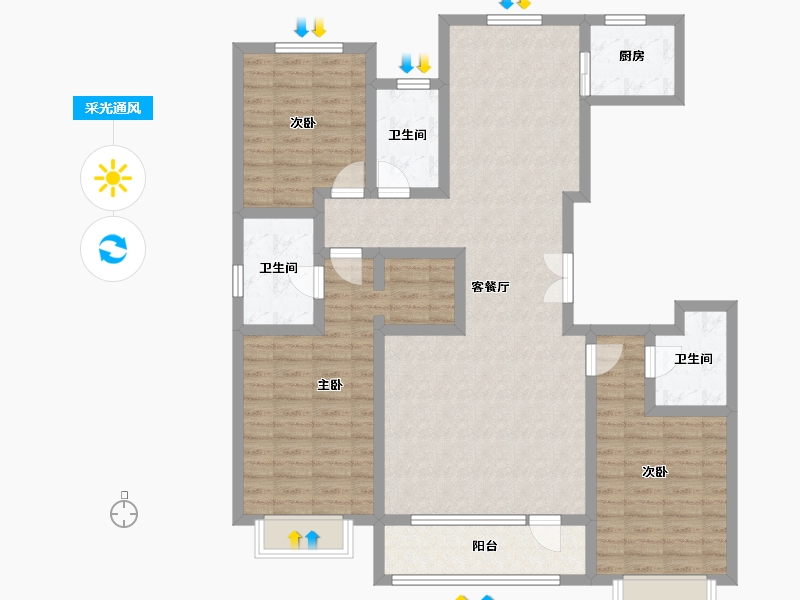 河北省-石家庄市-荣景园-150.23-户型库-采光通风