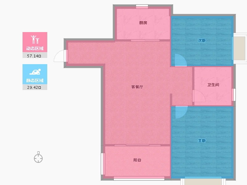 甘肃省-兰州市-兰州恒大帝景-79.55-户型库-动静分区