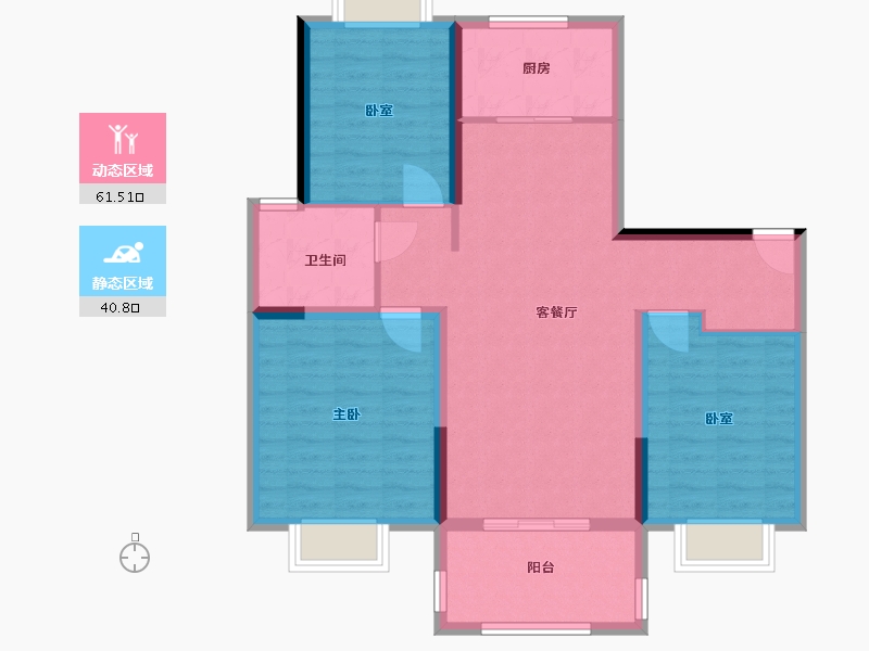 江苏省-盐城市-文璟臻苑-92.40-户型库-动静分区