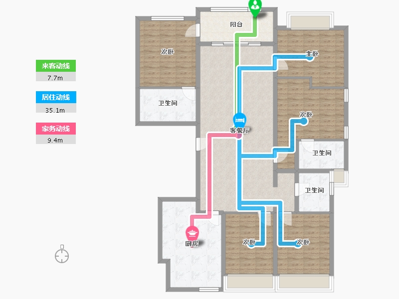 江苏省-苏州市-九龙仓时代上城二期繁华里-159.35-户型库-动静线