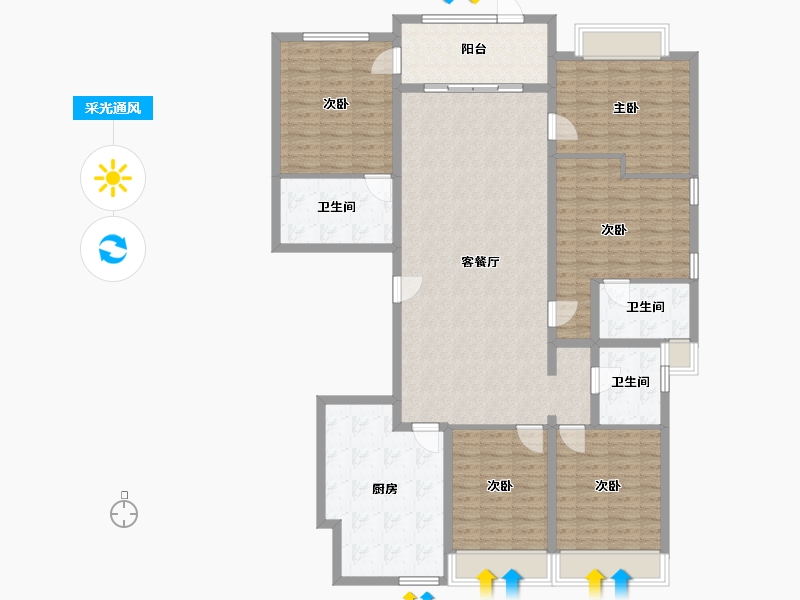 江苏省-苏州市-九龙仓时代上城二期繁华里-159.35-户型库-采光通风