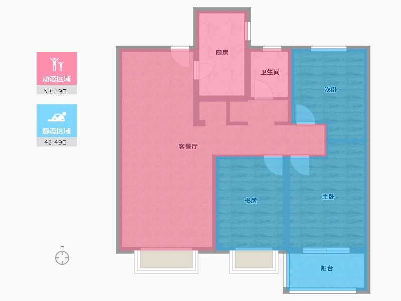 山西省-晋中市-宜家花苑-85.00-户型库-动静分区