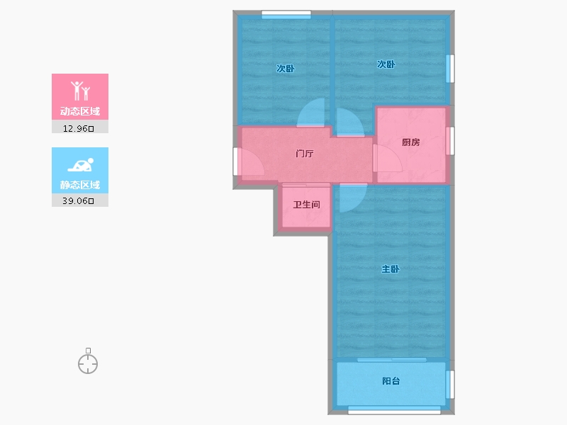 北京-北京市-西罗园南里社区-60.15-户型库-动静分区