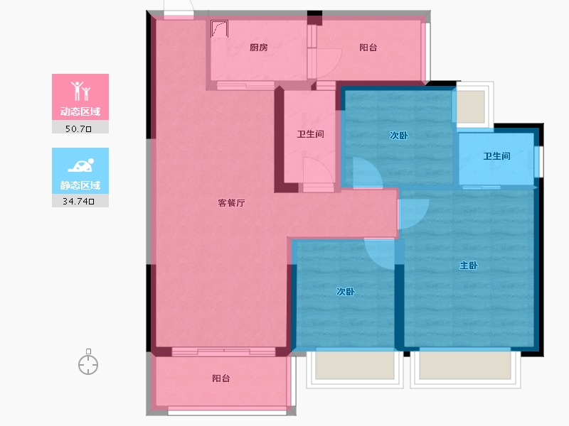 湖南省-郴州市-生源公馆-85.00-户型库-动静分区