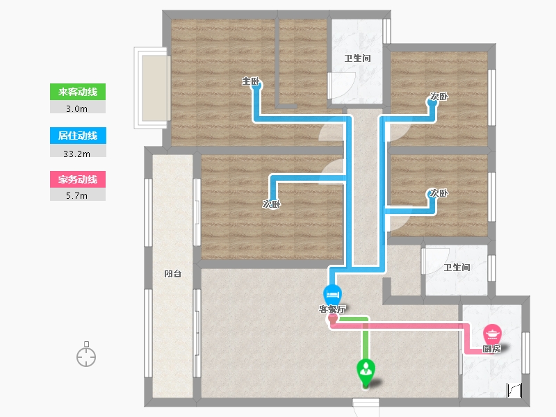 山东省-菏泽市-菏泽花都国际-123.00-户型库-动静线