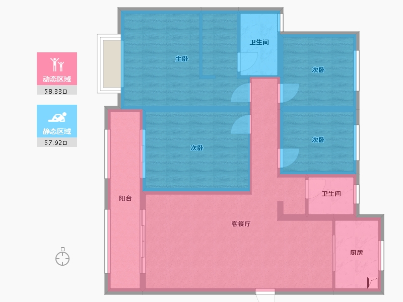 山东省-菏泽市-菏泽花都国际-123.00-户型库-动静分区