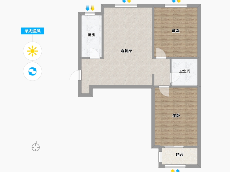 河北省-石家庄市-东古城-76.00-户型库-采光通风