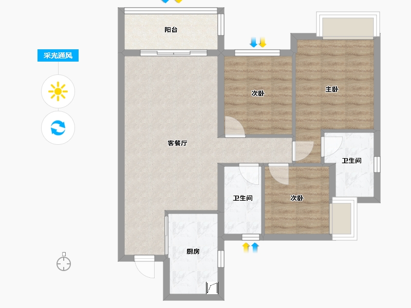 四川省-成都市-华润大厦-78.00-户型库-采光通风