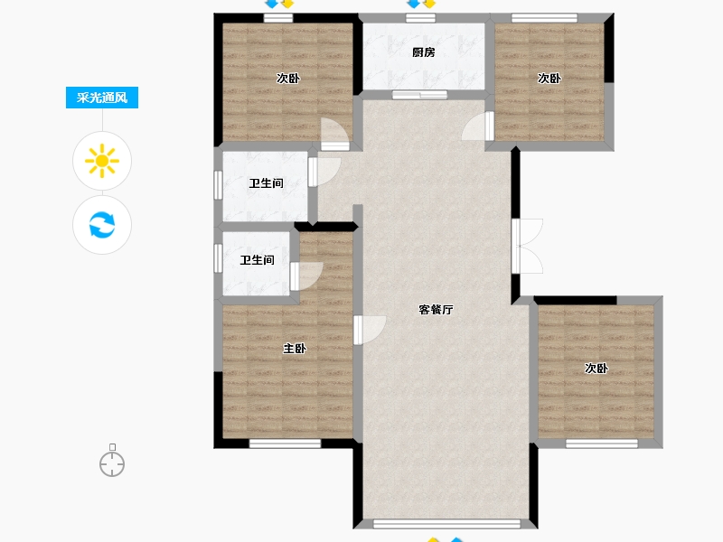 新疆维吾尔自治区-克拉玛依市-鼎升嘉园-110.00-户型库-采光通风