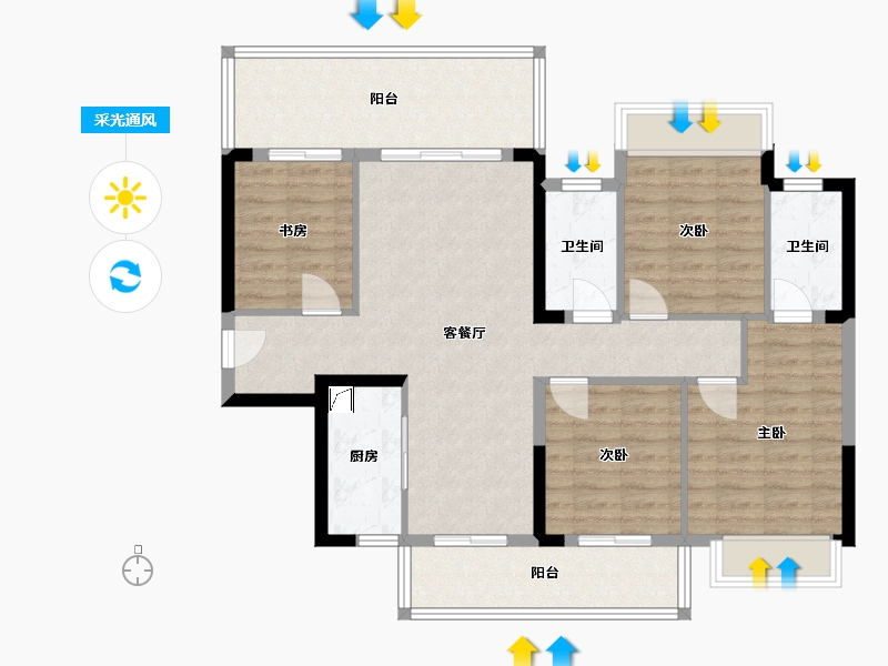 广西壮族自治区-南宁市-阳光城·江南檀悦-95.00-户型库-采光通风