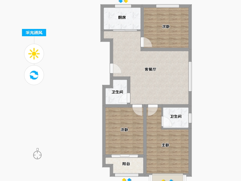 山东省-潍坊市-鲁丰盛世华庭-95.13-户型库-采光通风