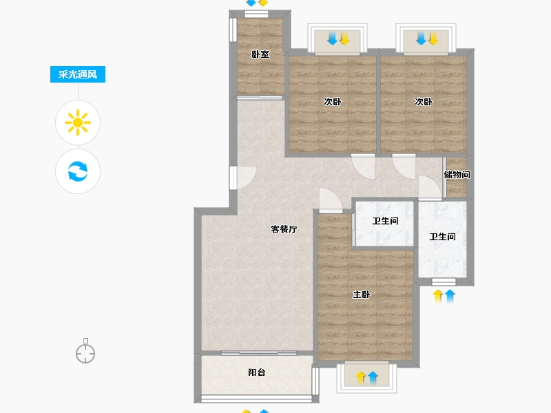 上海-上海市-聚丰景都-1.00-户型库-采光通风