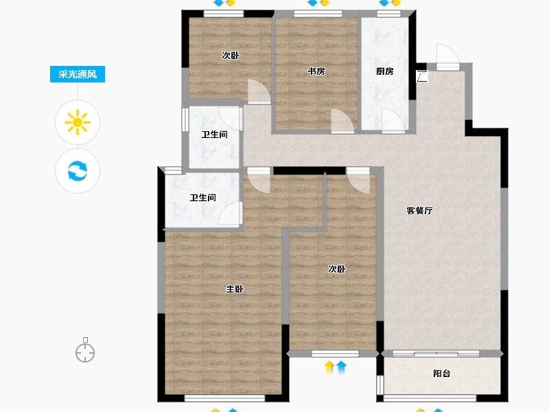 陕西省-渭南市-保利锦悦和府-120.00-户型库-采光通风