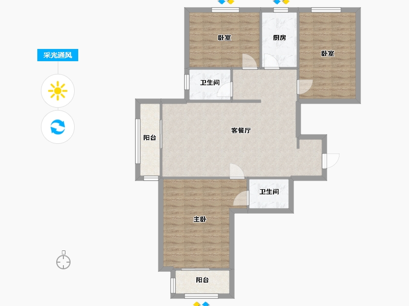 河北省-石家庄市-东古城-110.00-户型库-采光通风