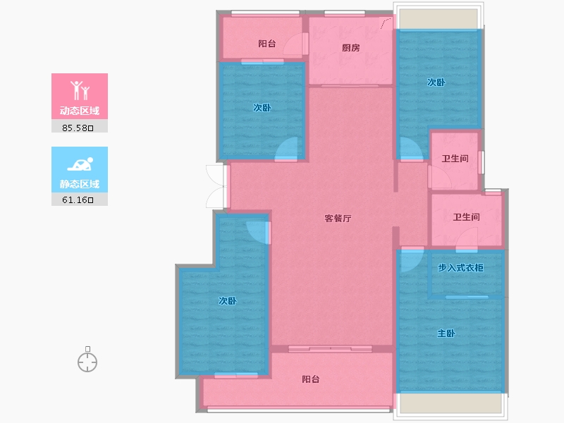 重庆-重庆市-龙湖·两江新宸云岭-132.00-户型库-动静分区