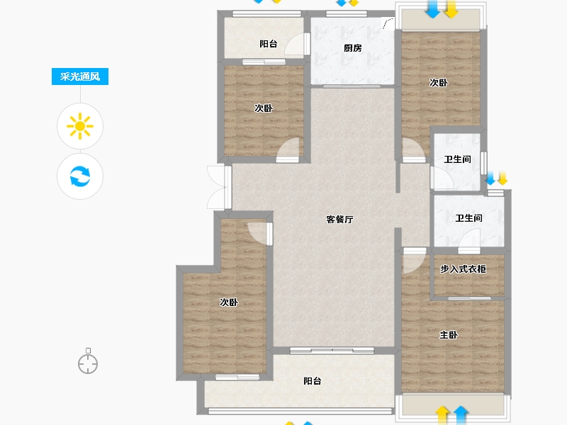 重庆-重庆市-龙湖·两江新宸云岭-132.00-户型库-采光通风