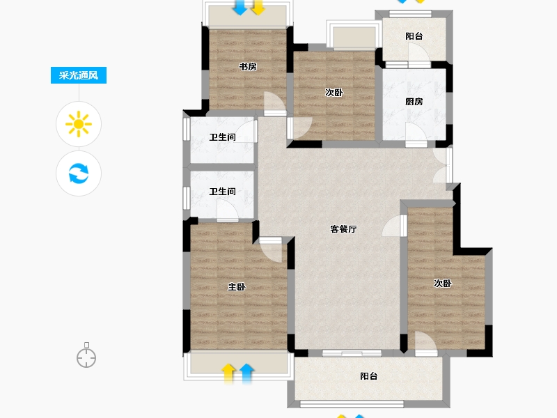 重庆-重庆市-重庆金地自在城-111.00-户型库-采光通风