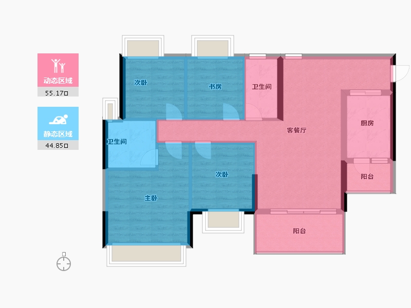 广东省-江门市-翰林印象-90.00-户型库-动静分区