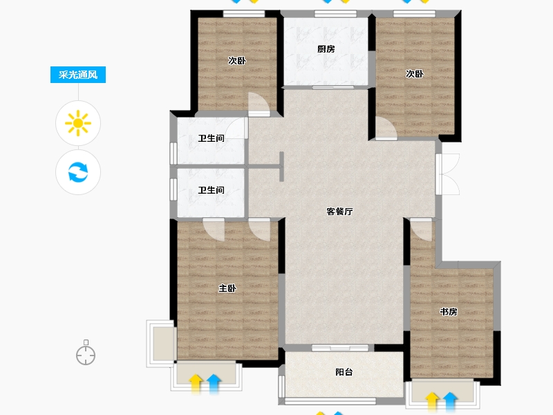 陕西省-榆林市-一晟一品-145.00-户型库-采光通风