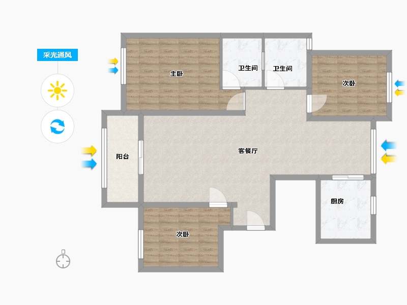 山东省-青岛市-华商.金岸-107.00-户型库-采光通风