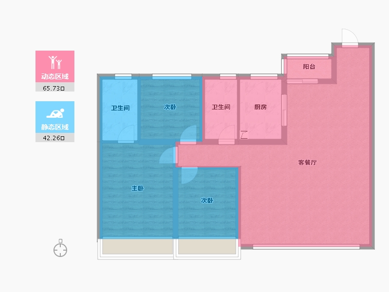 陕西省-西安市-新希望锦麟天玺-107.80-户型库-动静分区