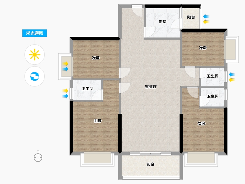 广东省-梅州市-东景城-120.00-户型库-采光通风