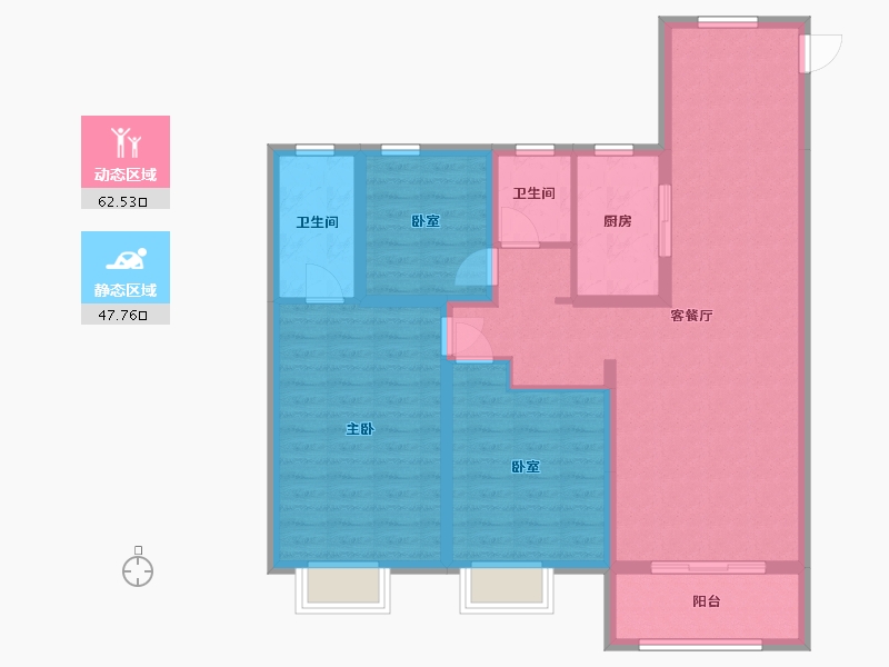 山西省-太原市-中国中铁诺德城-108.68-户型库-动静分区