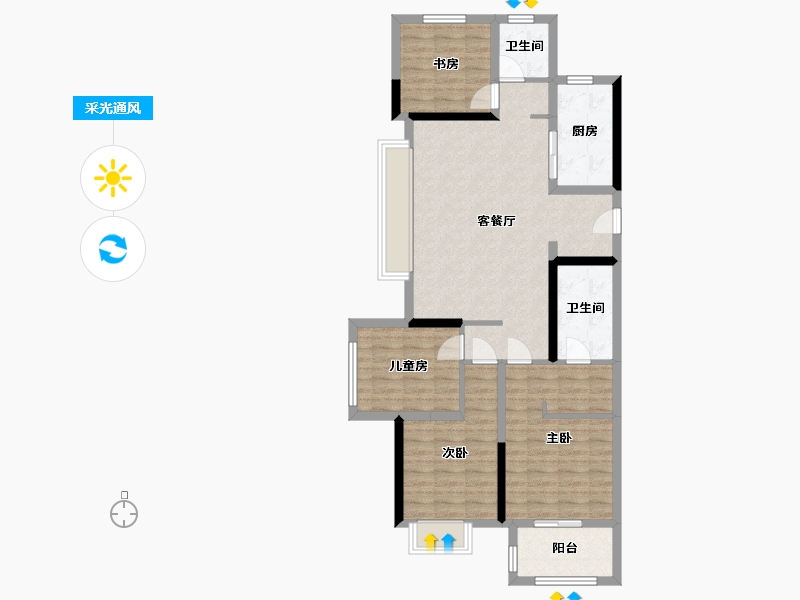 浙江省-杭州市-富力御江山-109.00-户型库-采光通风