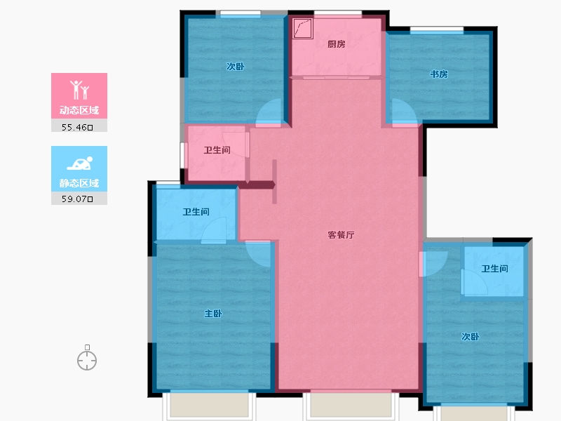 新疆维吾尔自治区-乌鲁木齐市-锦悦府-115.47-户型库-动静分区