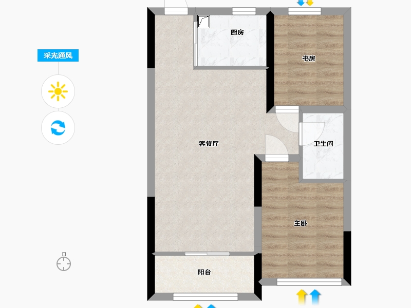 山东省-潍坊市-茂华爱琴海-61.00-户型库-采光通风