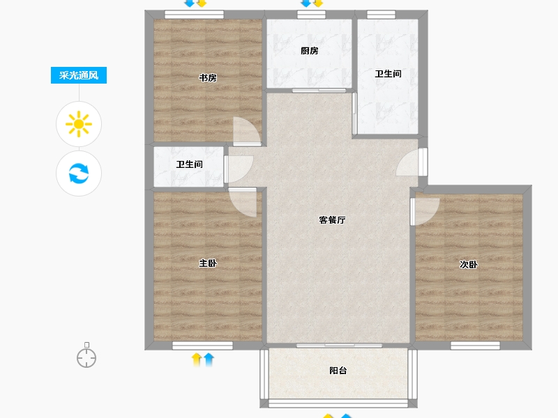 上海-上海市-白洋苑-84.90-户型库-采光通风