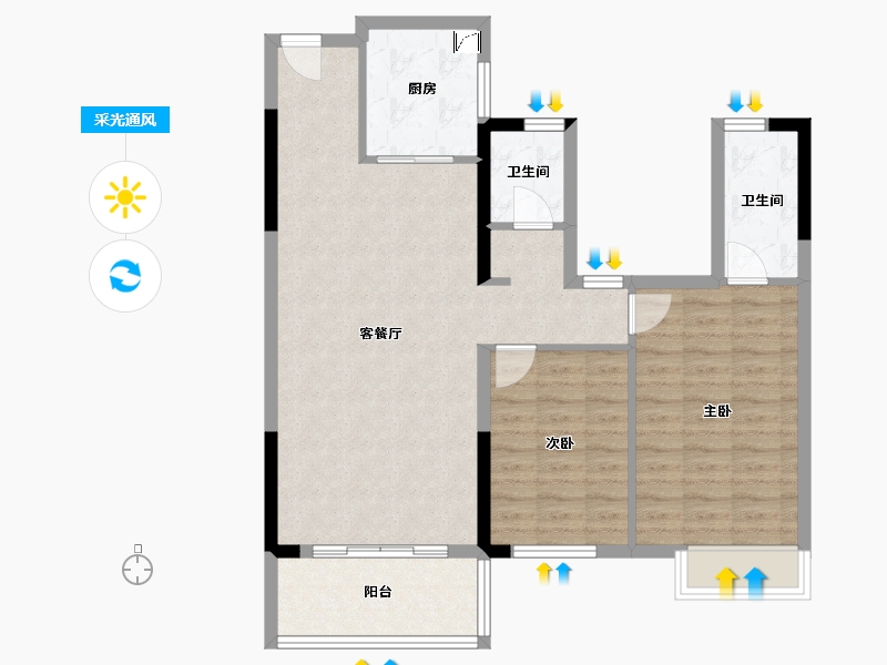 广西壮族自治区-崇左市-金龙湖畔-95.00-户型库-采光通风