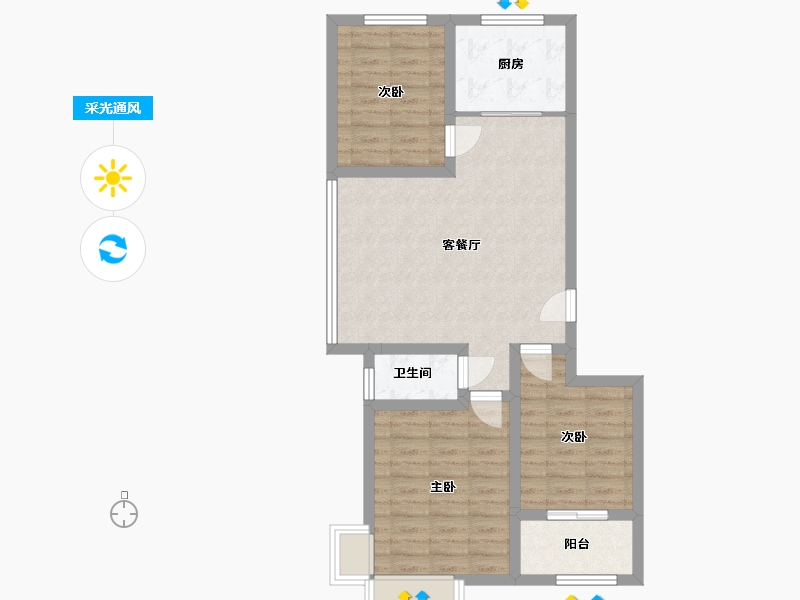 山东省-潍坊市-正大繁华新城璟玥-73.45-户型库-采光通风