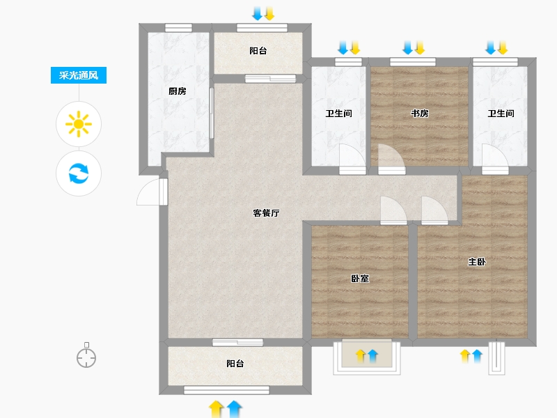 河北省-邯郸市-春华秋实小区-99.00-户型库-采光通风