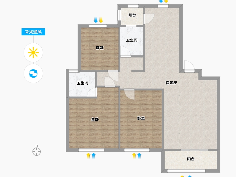 江苏省-苏州市-港星花苑-101.00-户型库-采光通风