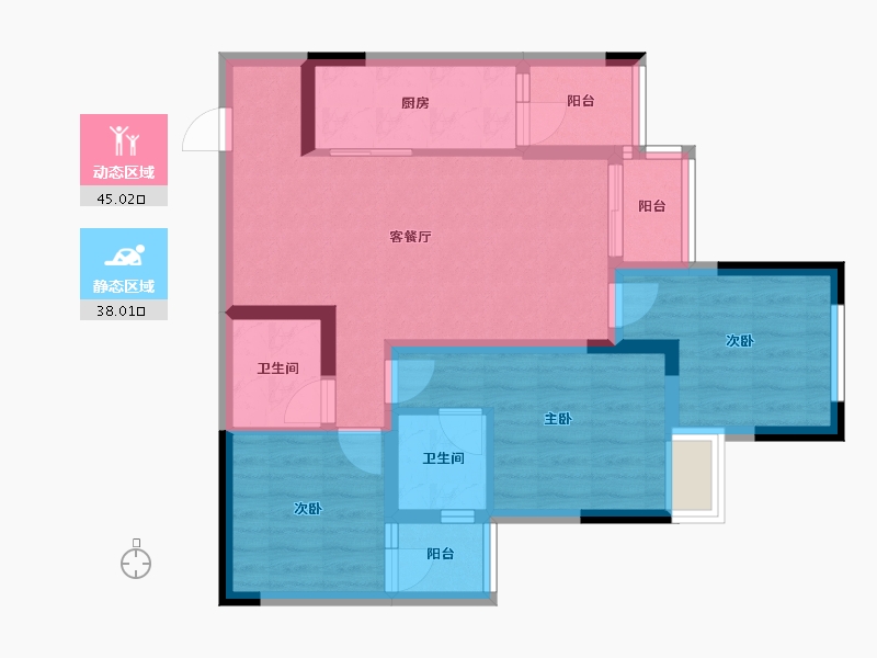 重庆-重庆市-红星檀宫-77.00-户型库-动静分区