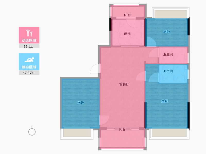 安徽省-滁州市-碧桂园-92.85-户型库-动静分区