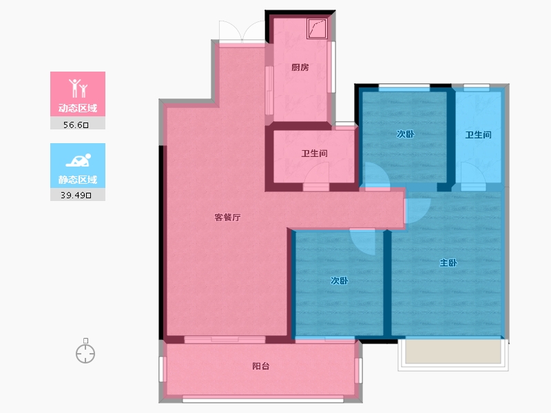 湖南省-常德市-吾悦广场-84.95-户型库-动静分区