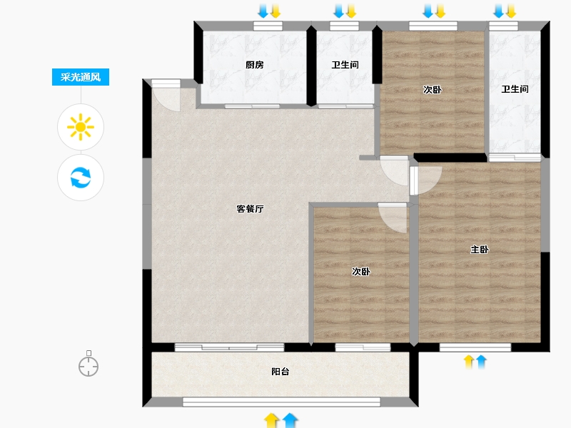 新疆维吾尔自治区-石河子市-城建景河花园-109.00-户型库-采光通风