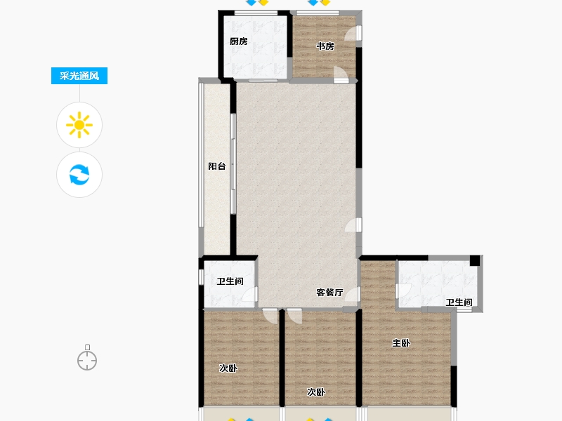 浙江省-绍兴市-融创绍兴壹号院-148.00-户型库-采光通风