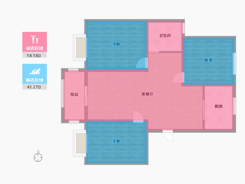 江苏省-盐城市-锦城丽景花园-98.06-户型库-动静分区