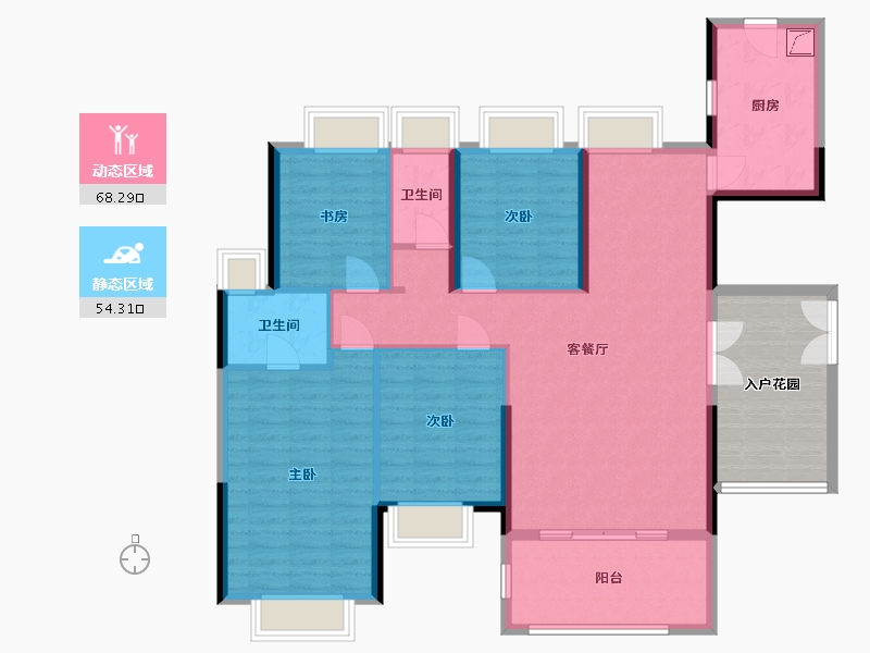 湖北省-宜昌市-中核半岛城邦-132.00-户型库-动静分区