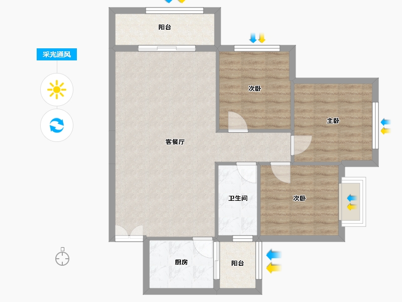 贵州省-六盘水市-蓝山一品-80.00-户型库-采光通风