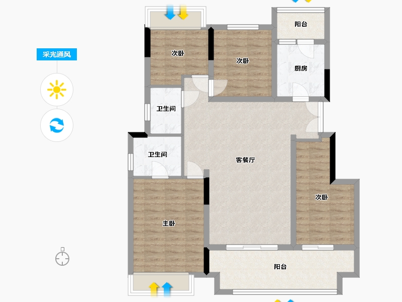 重庆-重庆市-金科博翠园-108.00-户型库-采光通风