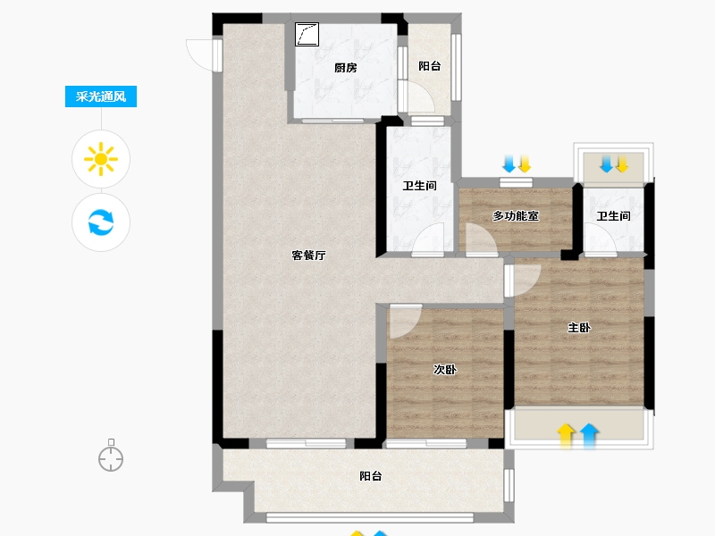 湖北省-十堰市-大家·十里桃源-91.25-户型库-采光通风